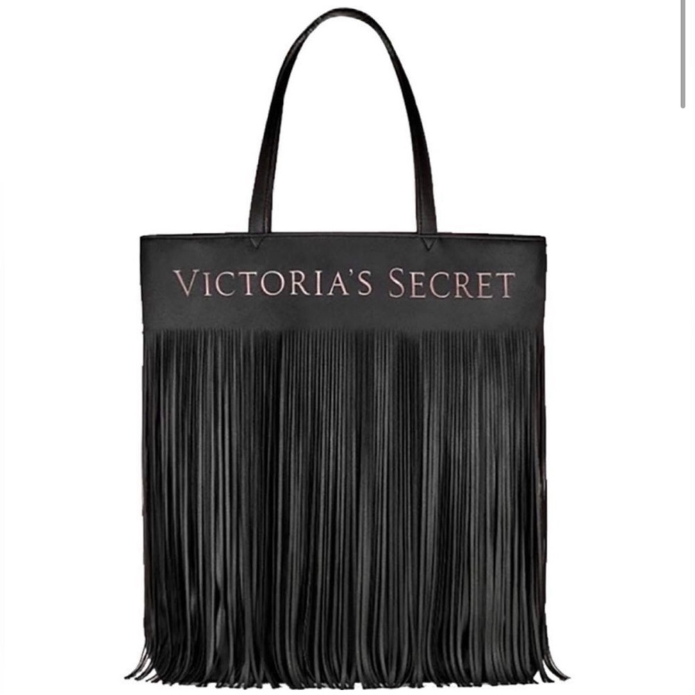NWT Victoria's Secret Black Fringe Tote Bag